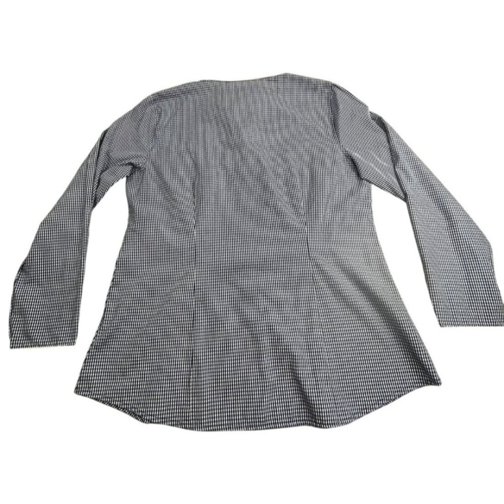 Van Heusen Shirt Men Large Blue Gingham Check Fitted Long Sleeve Button Down Top - Picture 2 of 11